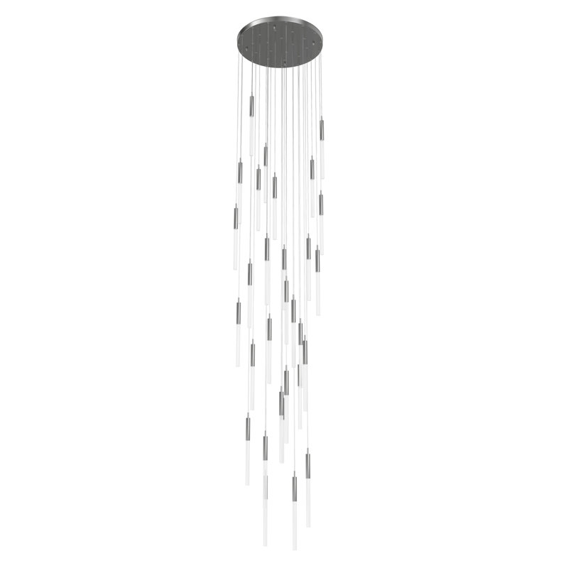 Polished Nickel 31-Light LED Glass Pendant Chandelier