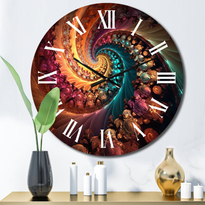 Horloge murale Dark Rainbow Fractal Spiral I