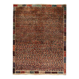 One-of-a-Kind Hand-Knotted 1960s 3'3" x 3'11" Wool Area Rug in Brown