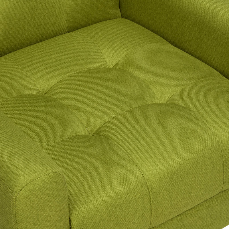 Jaqueze Upholstered Polyester Tufted Square Arm Accent chair, Polyester vert