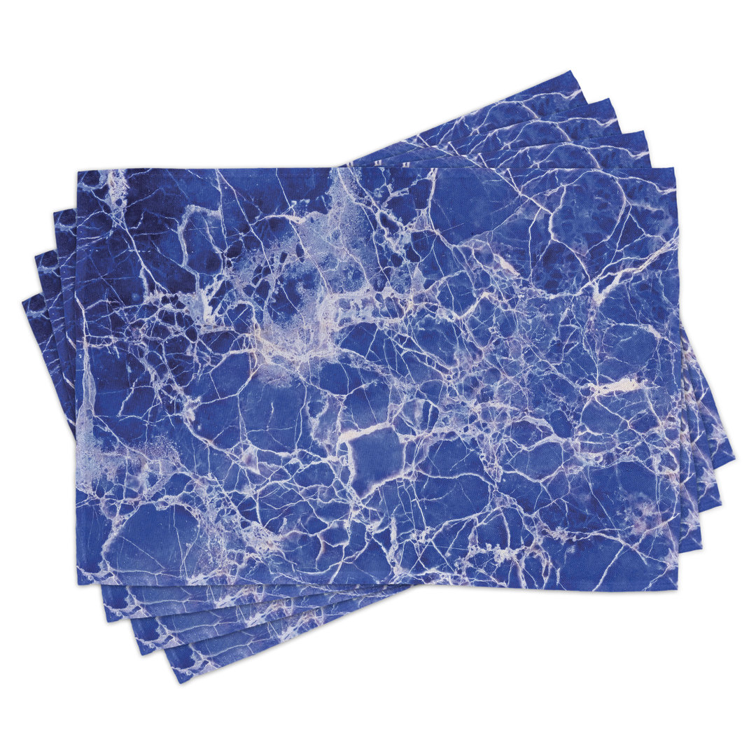 Platzdeckchen 4er-Set, Rissmarmor-Muster, blau