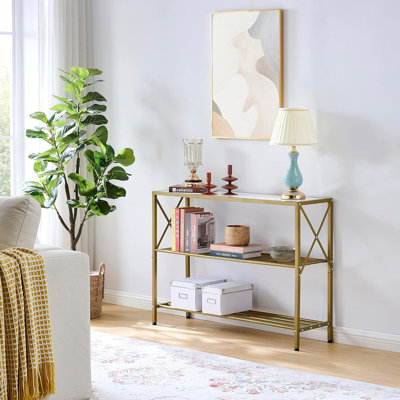 Vintage 3-Tier Entryway Console Table With Shelves For Hallway, Living Room