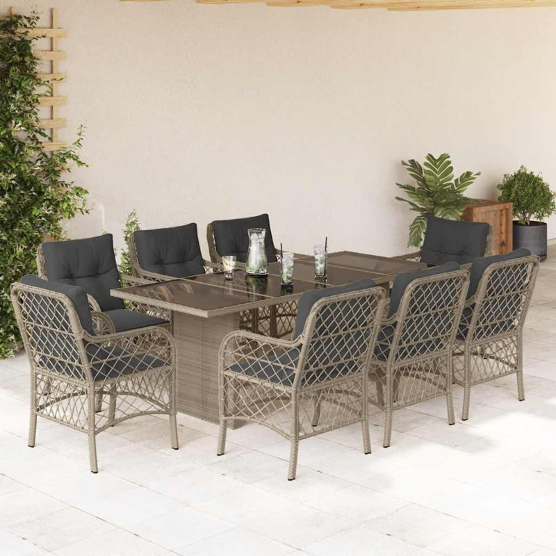  Housses de jardin amovibles en rotin PE gris clair, Gris, 6, Gris