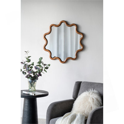 Miroir d'appoint 31 "x 30" en bois avec cadre unique