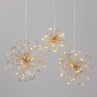 6.5"H, 5.5"H & 4"H Sullivans Christmas Lighted Gold Swirl  Set of 3
