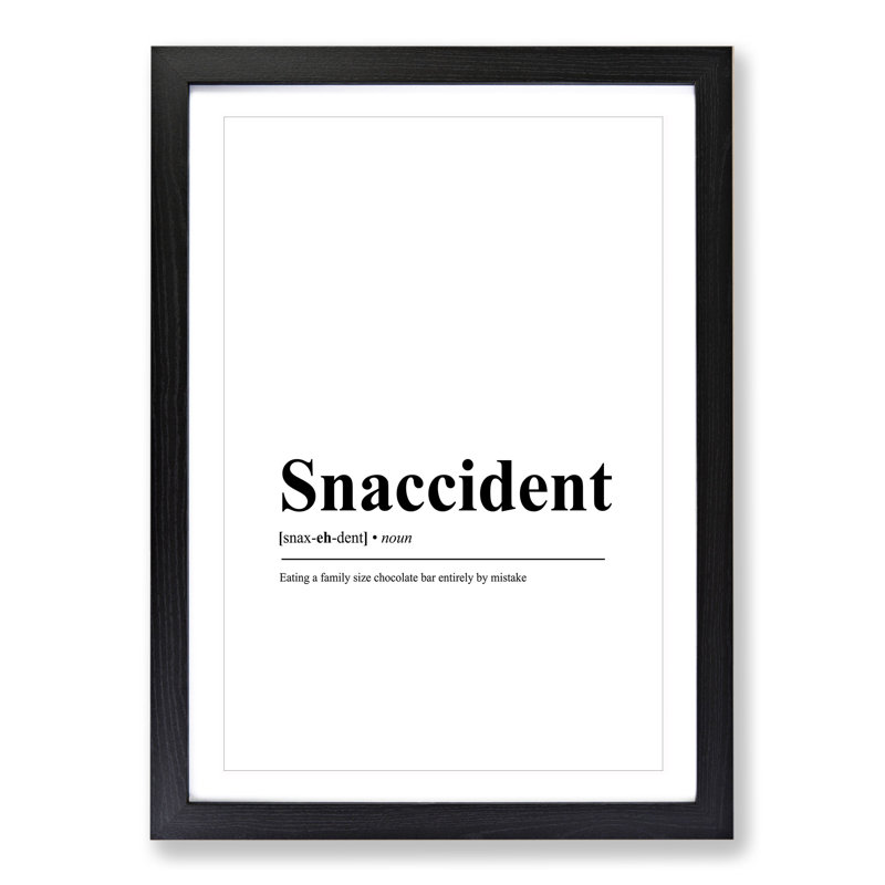 Snaccident - Single Picture Frame Print on Wood, Black Framed, 48cm H x 36cm W x 2cm D
