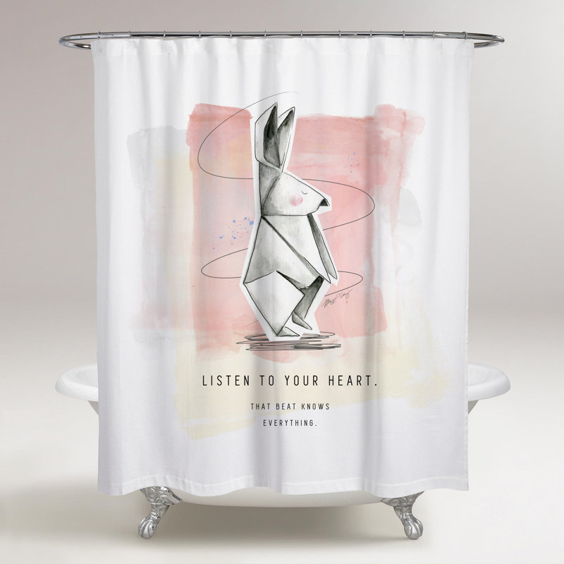 Rideau de douche en lapin simple origami Alston, Rose / Jaune