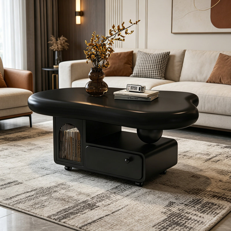 Table basse Italian Luxury Minimalist, Black, 18.5" H x 39.37" W x 27.16" D