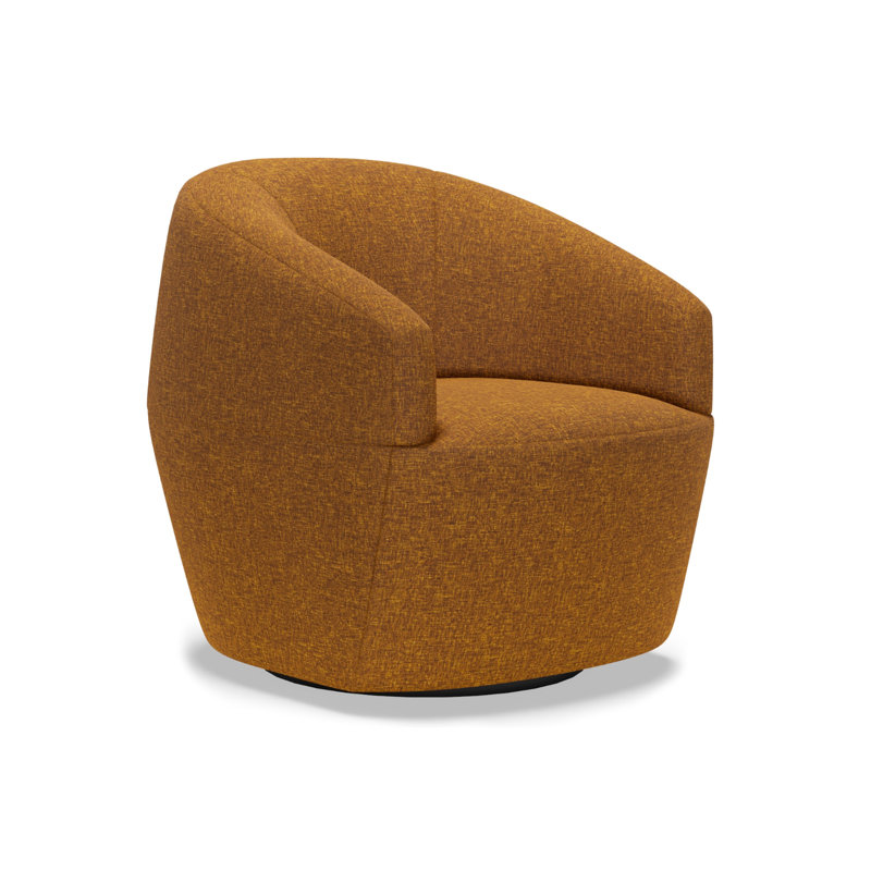 Fauteuil demi-tonneau pivotant de 37,5 po Artistica Upholstery, Orange / rouille
