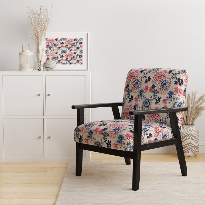 Fauteuil d'appoint rembourré bleu, rose et blanc
