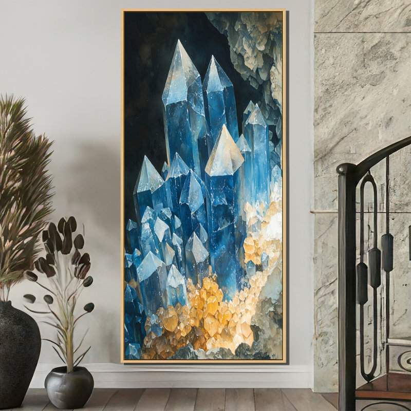 Barcroft Crystals and Crystals Stone at The Moon II - Cristaux, art mural, H 60 po x l 28 po, Crème, crème