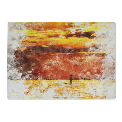 Paddleboarding at Sunset Watercolour Chopping Board