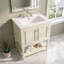 Meuble-lavabo autoportant en bois massif de 24 po + panneau de fibres à densité moyenne avec plateau ouvert et rangement fermé beige-130995014