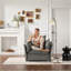 Fauteuil d'appoint moderne surdimensionné moderne en chenille, siège rembourré pour espaces de vie intérieurs, gris doux