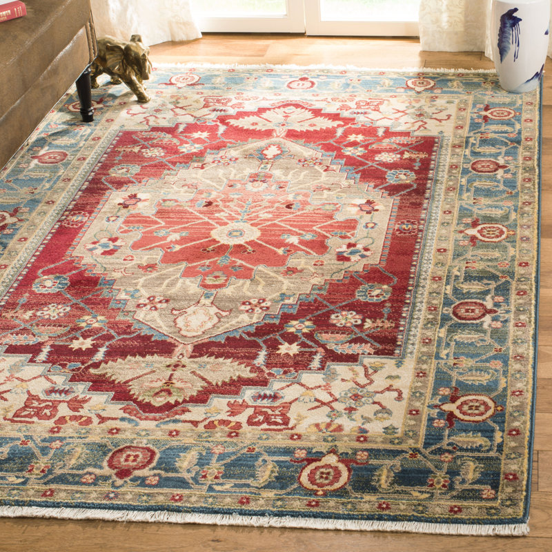 Tapis oriental performance Bisen, Blue/Red, Rectangle 4pi x 6 pi