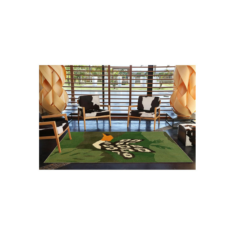 Tapis vert à motif d'oiseaux, Sous-tapis rectangulaire 4 pi 7 po x 6 pi 7 po inc