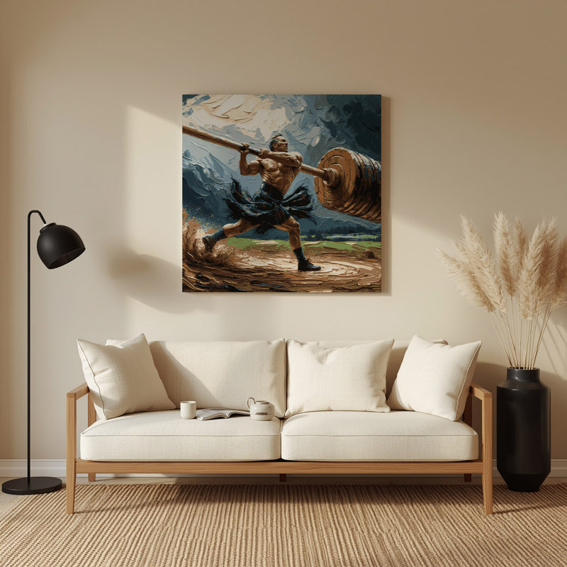Art mural en métal noir Sports Caber Toss