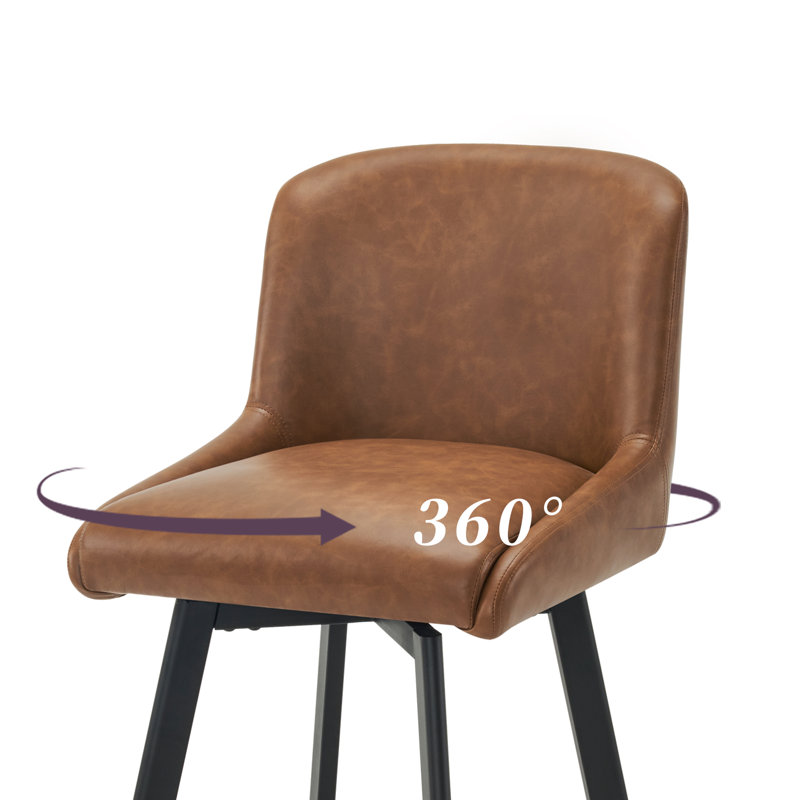 Brown 26"H Swivel Counter Height Bar Stools for Kitchen Island, Brown, 3, Bar Stool = 26” Seat Height 