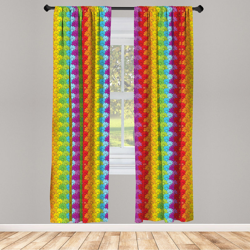 Floral Semi-Sheer Rod Pocket Curtain Panels, 28" x 63"