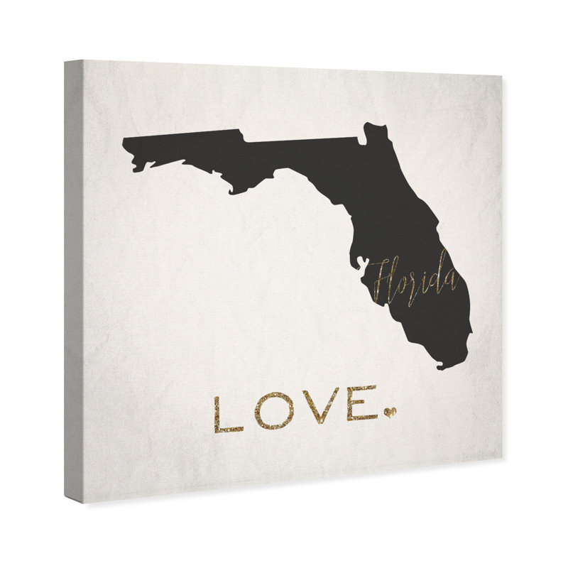 « floride love », impression encadrée sur toile tendue, H 30 po x l 30 po x P 1,5 po