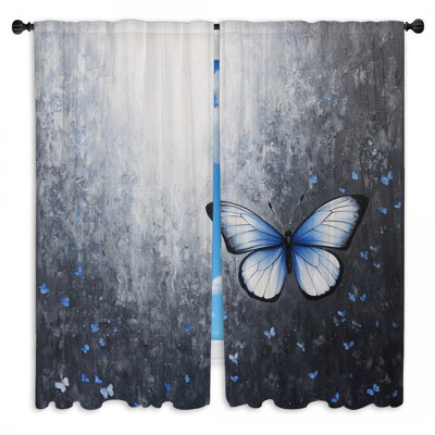 Butterfly Flight Window Curtains  Insect Drapes - 2 Panels