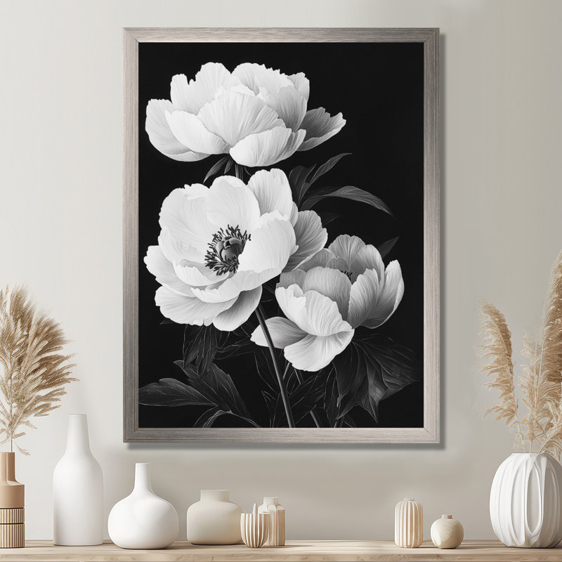 Lydney - reproduction d'art sur toile florale, Argent, H 32 po x l 24 po, Reproduction encadrée d'une seule photo