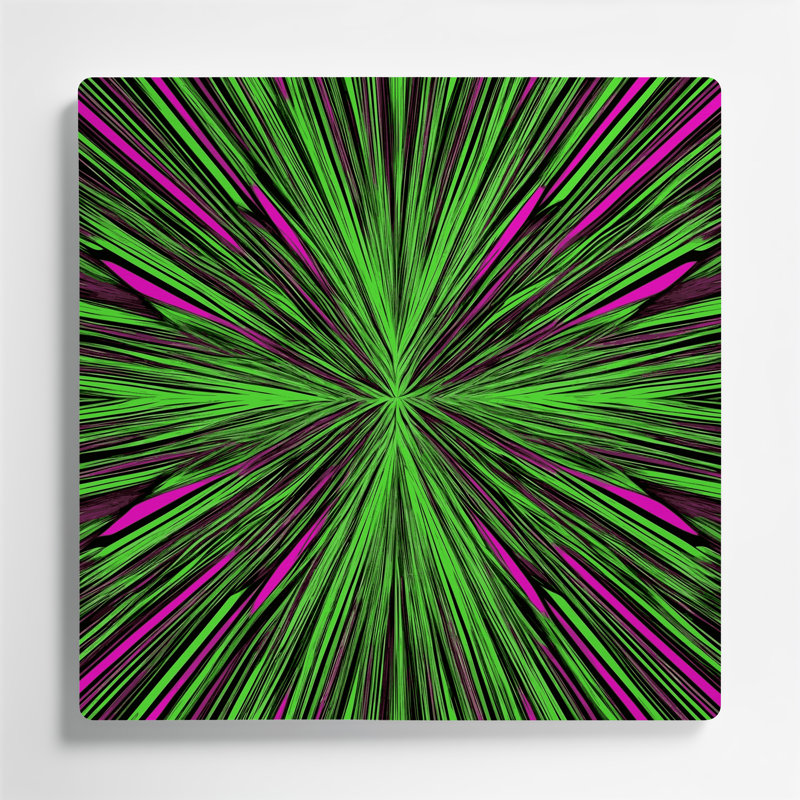Art mural op 19 en métal vert, H 32 po x l 32 po