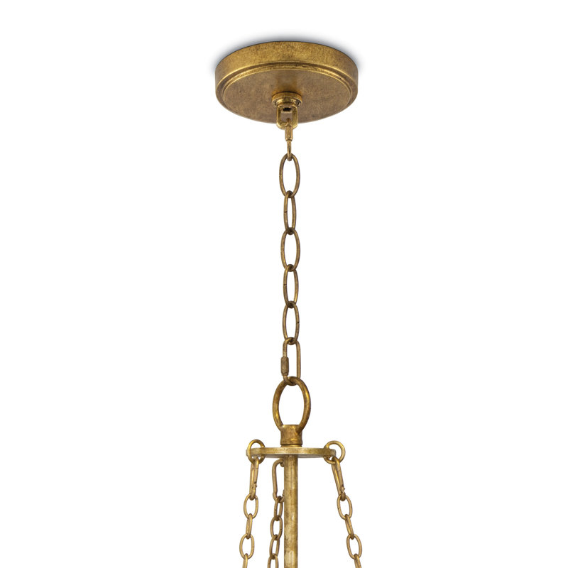 River Reed 6 - Light Chandelier, Antique Gold Leaf