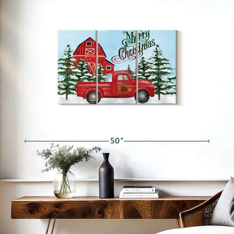 Lelend Christmas Barn And Truck, 20" H x 33" W