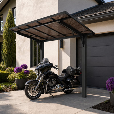 Pergola en aluminium 8 x 5 pi avec toit incliné en PC, auvent extérieur multi-usage