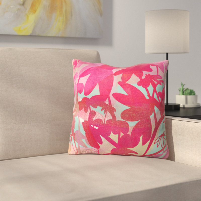 Coussin décoratif barbara chotiner pinky susan fleurs, 16 po x 16 po