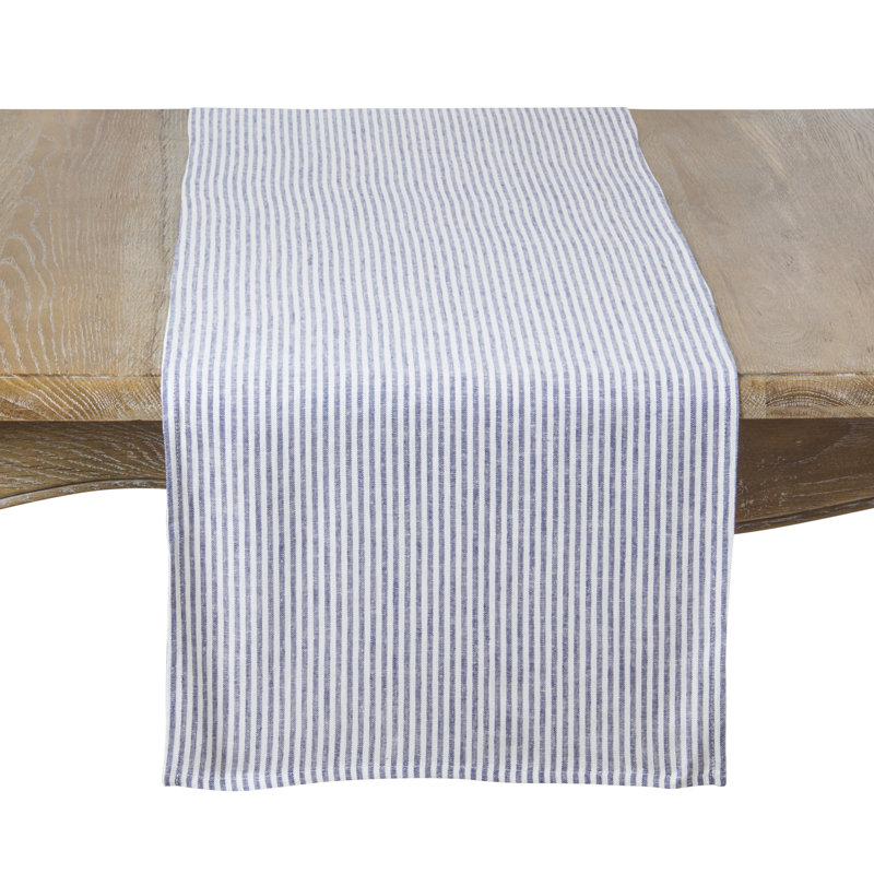 Chemin de table à rayures Farmhouse, 16 po x 90 po, Marine