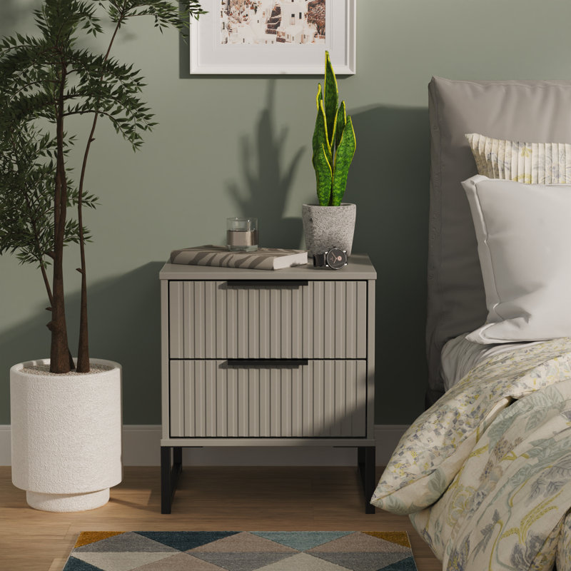 Chaelynn 45cm W Manufactured Wood Bedside Table, Grey