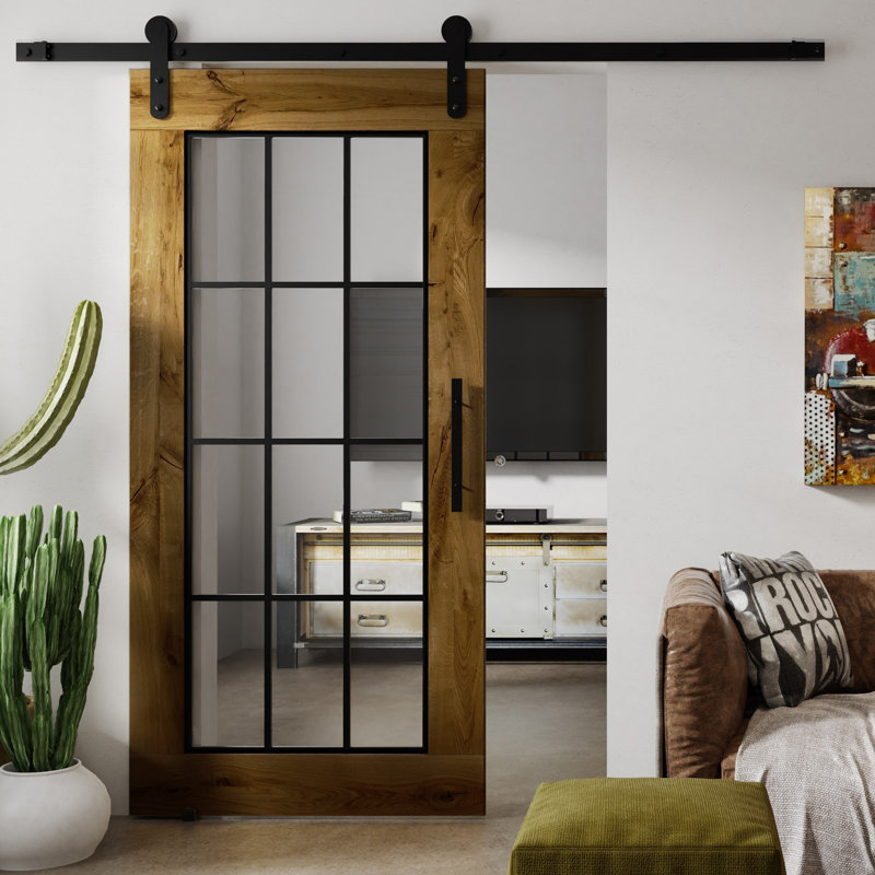 Jordon Solid Oak Sliding Barn Doors Prefinished, Brown Oil, 210cm H x 90cm W