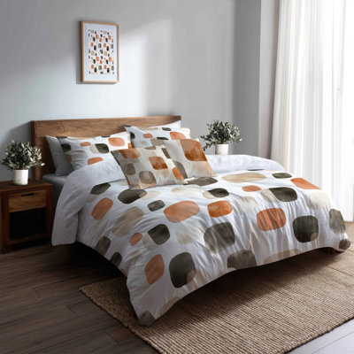 Ensemble de 6 édredons Abstract - Shibui chaud orange avec taies décoratives et coussins décoratifs