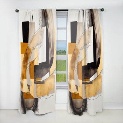 Glam Art Deco Abstract IV - Abstract Curtain - Velvet Room Darkening - 1 panel