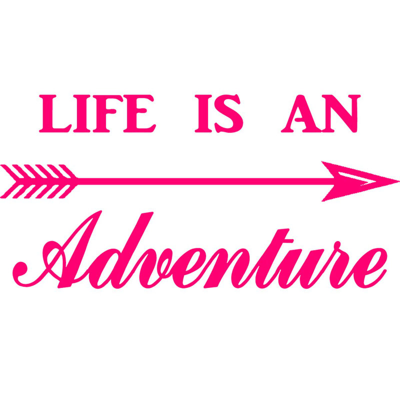 Décalcomanie murale « life is a adventurer adventurer », H 15 po x l 30 po, Rose vif