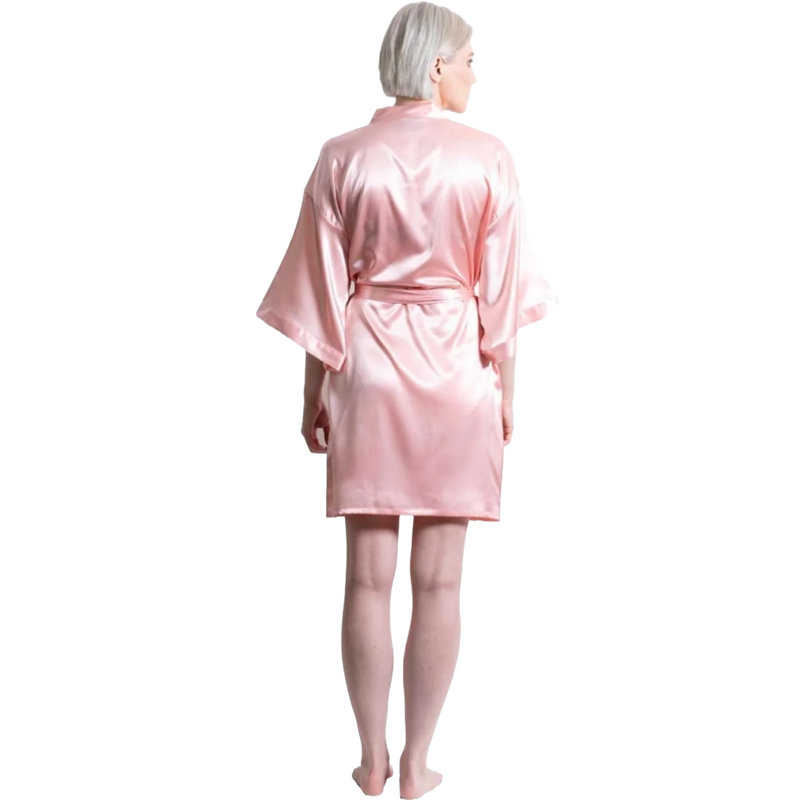 Peignoir en satin avec poches Quindy, Rose, P / M