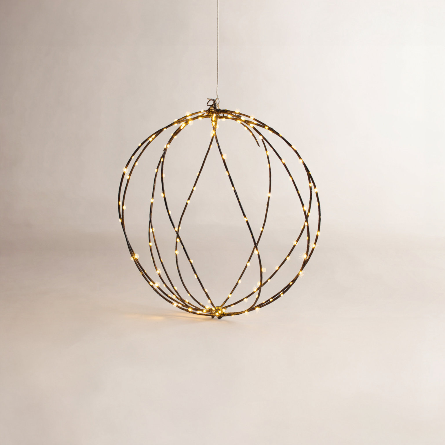 Small Twinkle Lit Sphere, 15.75", Black