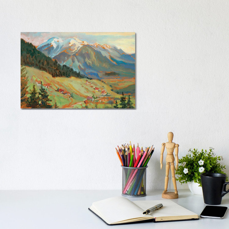 Alpine Village View by Katharina Valeeva - Wrapped Canvas Painting, 20.32 cm H x 30.48 cm W