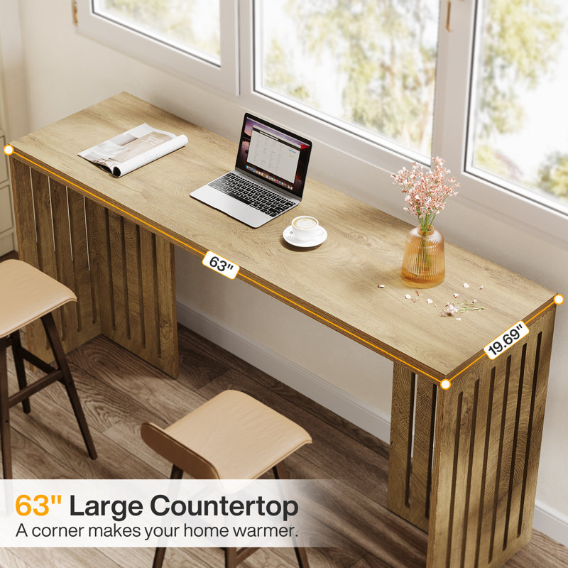 Fenko Pub Height Dining Table, Light Oak