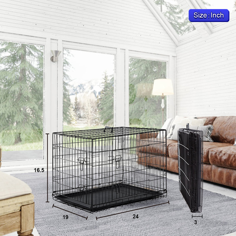 Cage pour chien Cage pour chien portative et pliable de 24 pouces de large pour l'intérieur et l'extérieur résistant aux intempéries