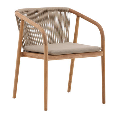 Carson Teak Wood Outdoor Dining Chair, Beige