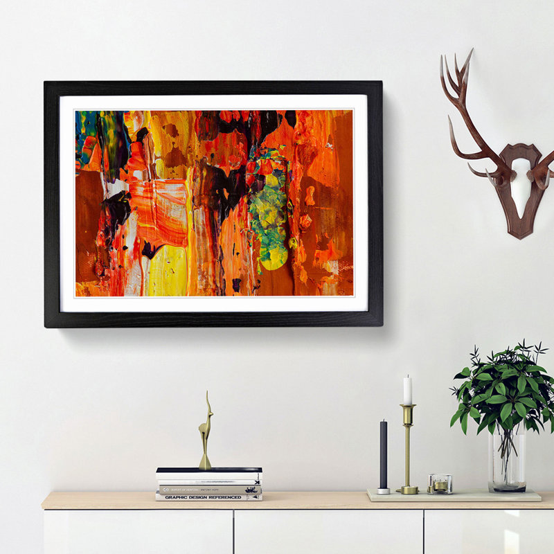 Abstract Art Painting Vol.251 by S.Johnson - Picture Frame Painting Print, 27cm H x 36cm W x 2cm D, Black Framed