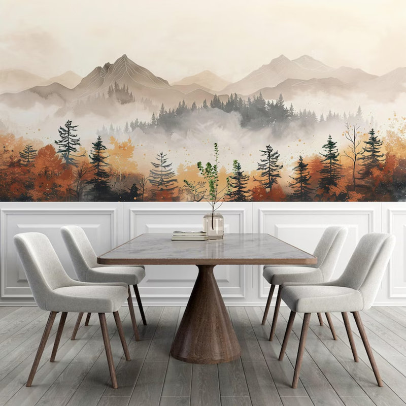 Murale forêt d'automne, L 8 po x l 108 po