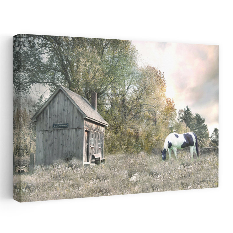 Oubli de champ de vaches rétro rustique, paysage abstrait, art mural, H 40 po x l 60 po