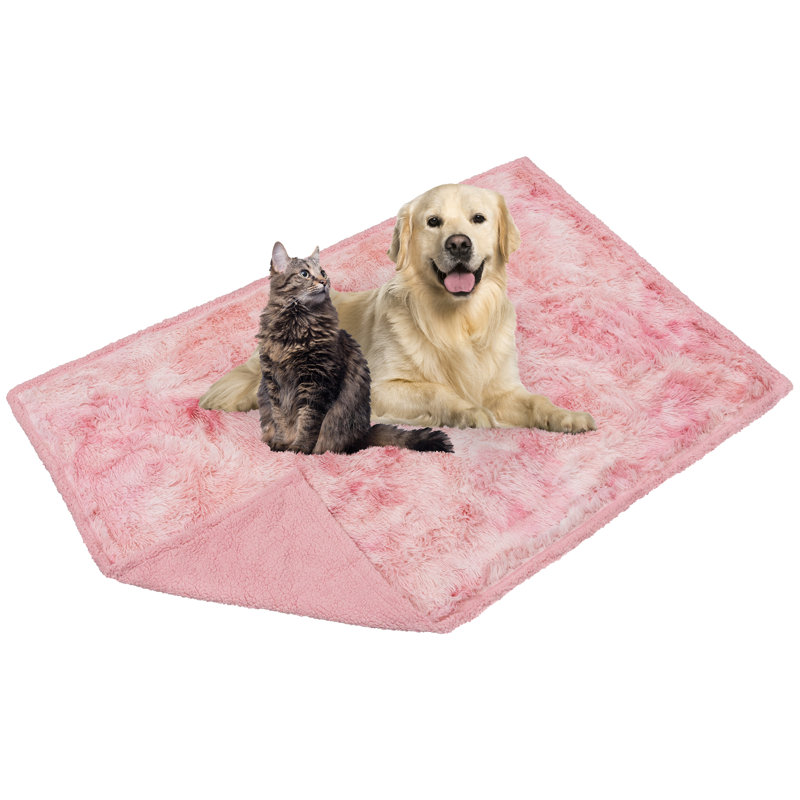 Sherpa en fausse fourrure, Teinture par nouage rose, 90 po x 90 po