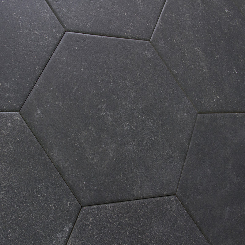 Carreau de porcelaine pour plancher et mur Sanskrit Hexagon, Noir