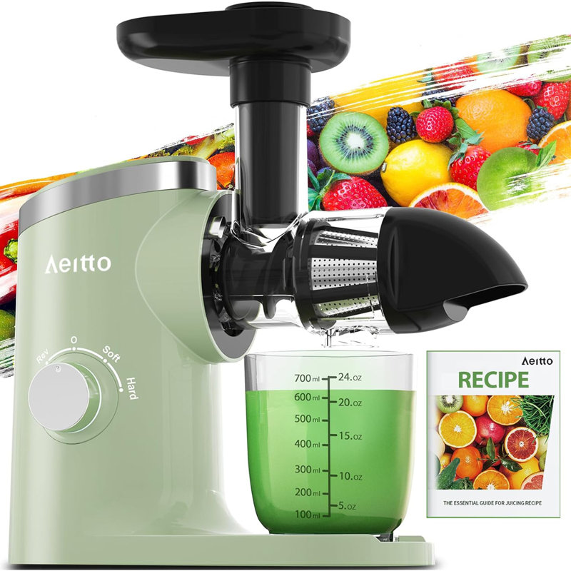 Extracteur de jus à mastication lente Aeitto: 3 modes de marche arrière douce et dure, moteur ultra-silencieux, démontage à un bouton, pièces lavables au lave-vaisselle, garantie de 12 mois
