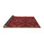 Tapis rond rouge à motif floral-521101286